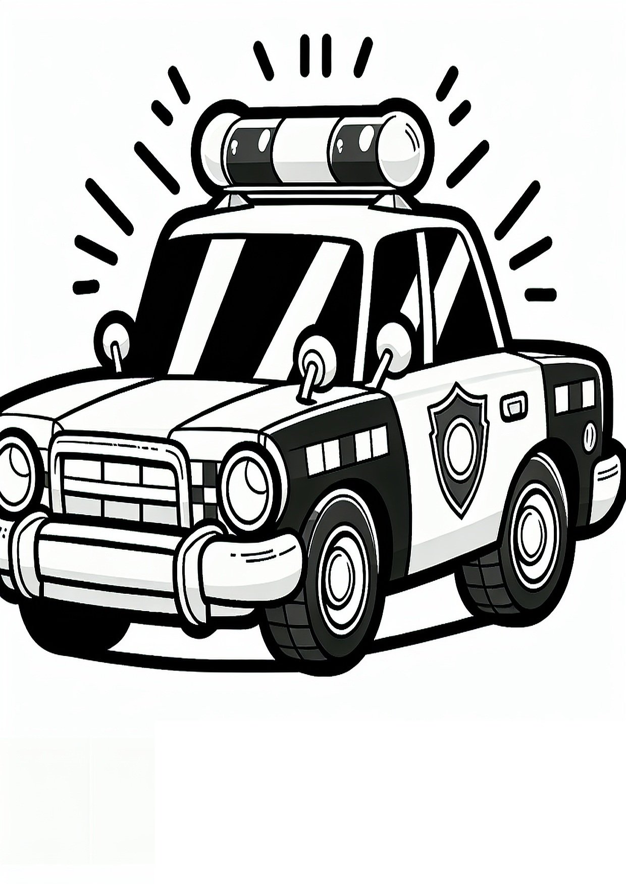 Animacinis policijos automobilis su švyturėliu