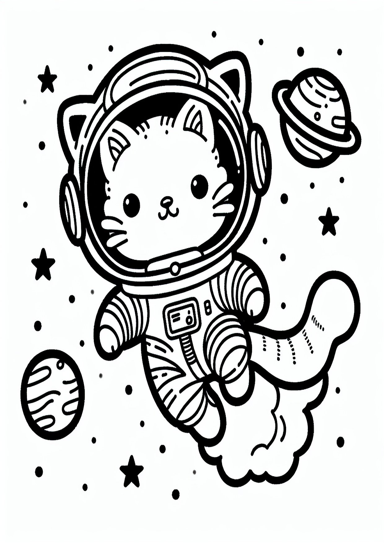 Katinas astronautas plūduriuojantis kosmose