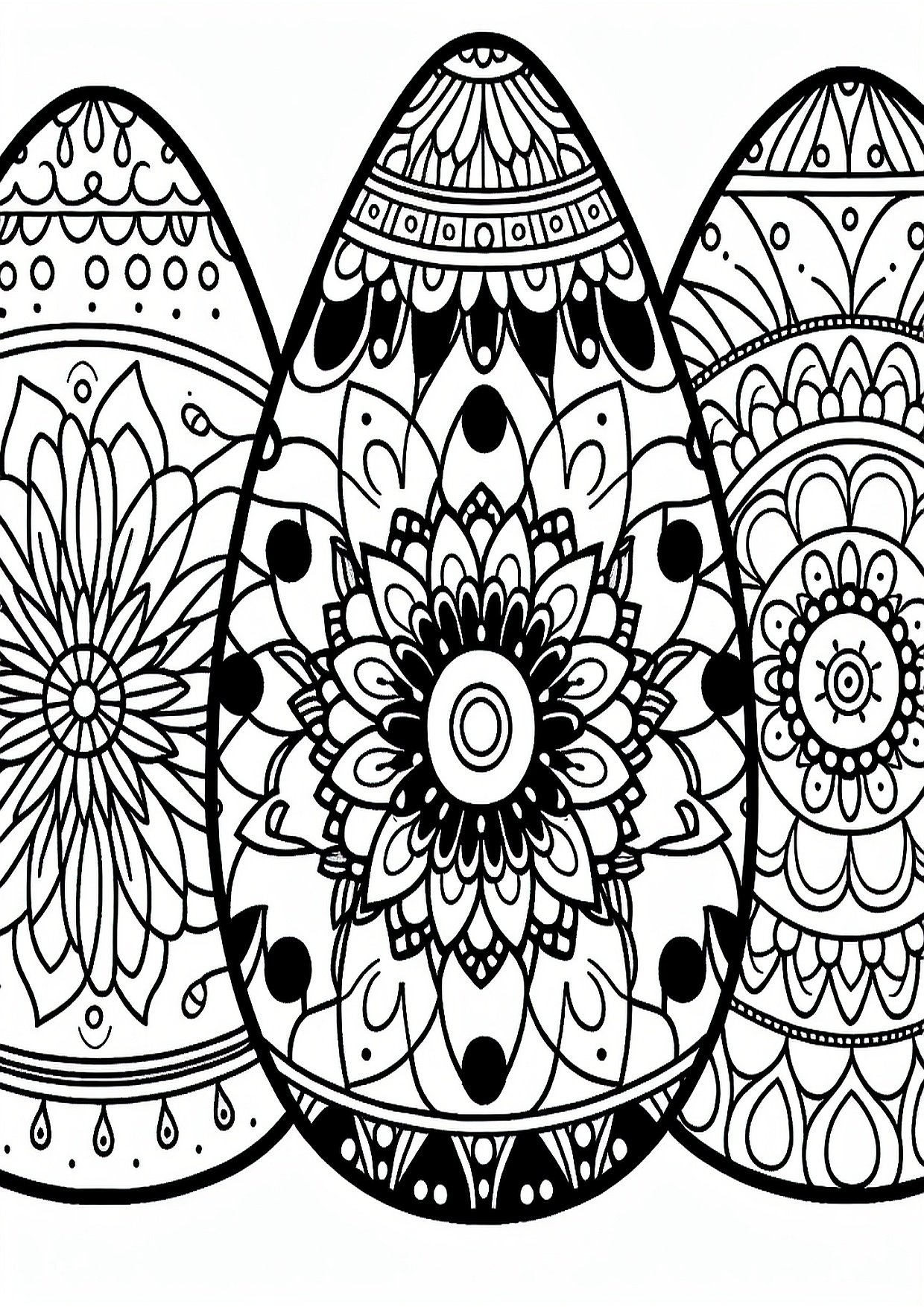 Mandala stiliaus Velykų kiaušinių dizainai