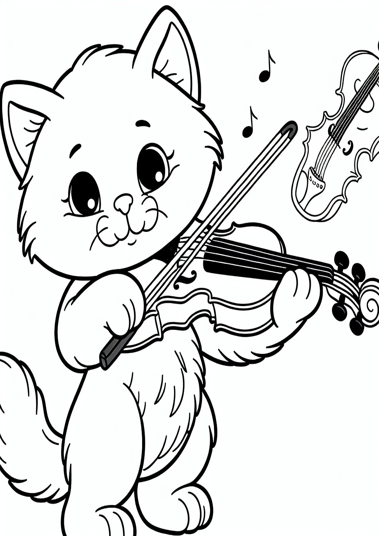 Muzikuojanti katė groja smuiku